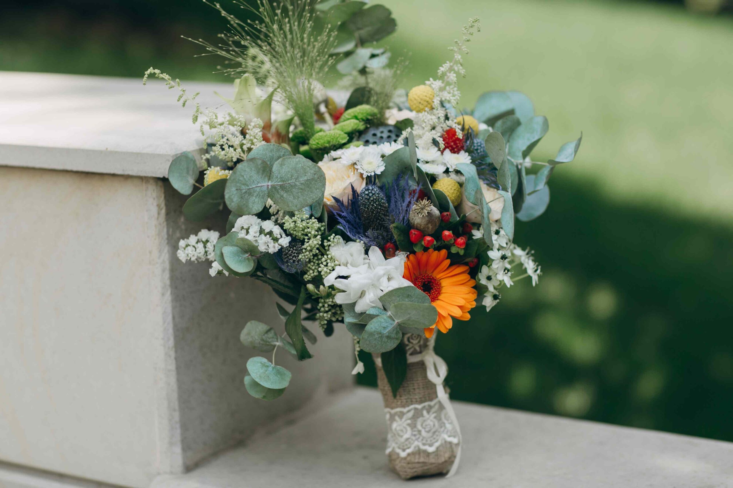 wonderful wedding bouquet for the bride on her wedding day happiness
