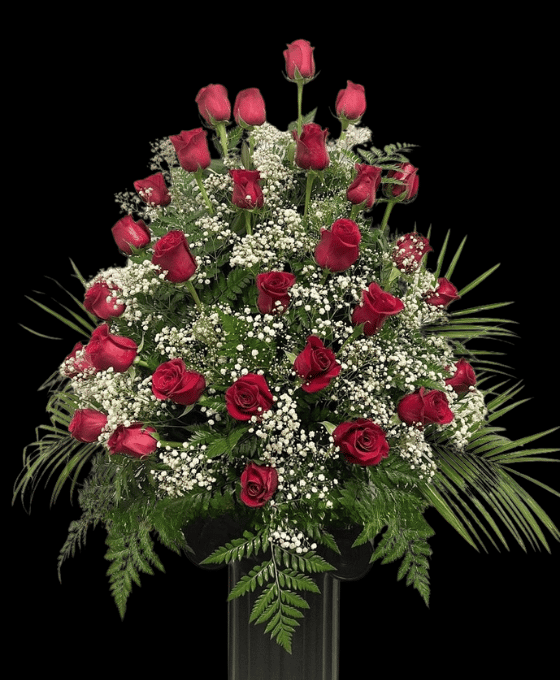 centro de flores funerario blanco y rosa para difuntos Sevilla
