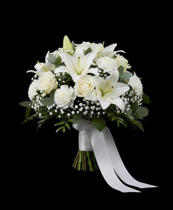 Ramos funerarios elegantes con rosas blancas